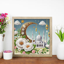 Load image into Gallery viewer, Diamond Painting - Partial Special Shaped - White Flower Crescent Moon Castle (30*30CM)