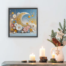 Load image into Gallery viewer, Diamond Painting - Partial Special Shaped - Flower Crescent Moon (30*30CM)
