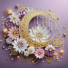 Load image into Gallery viewer, Diamond Painting - Partial Special Shaped - Crescent Moon In Flowers (30*30CM)