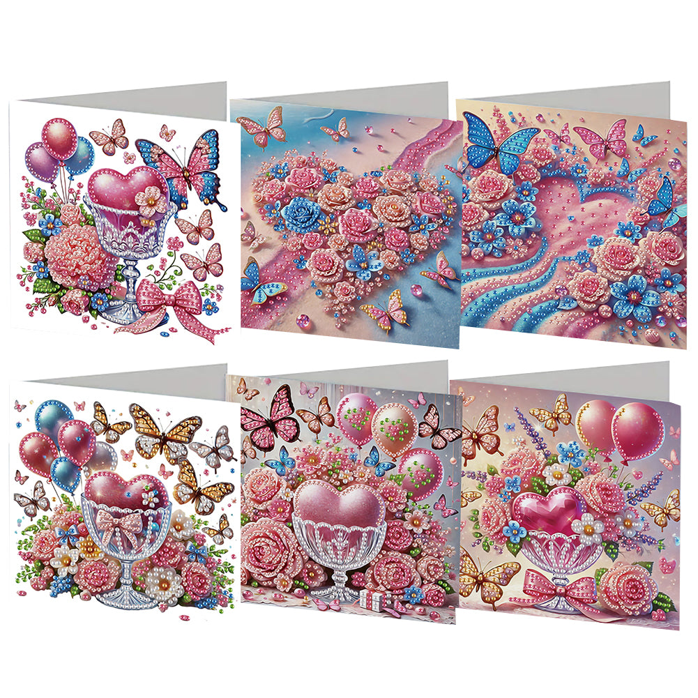 6pcs DIY Diamond Art Greeting Cards 5D Rhinestone Arts Greetings Birthday Card
