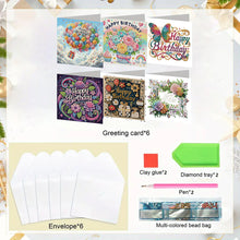 Load image into Gallery viewer, 6pcs DIY Diamond Art Greeting Cards 5D Rhinestone Arts Greetings Birthday Card