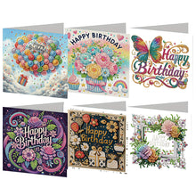 Load image into Gallery viewer, 6pcs DIY Diamond Art Greeting Cards 5D Rhinestone Arts Greetings Birthday Card