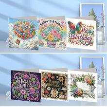 Load image into Gallery viewer, 6pcs DIY Diamond Art Greeting Cards 5D Rhinestone Arts Greetings Birthday Card