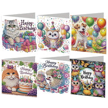 Load image into Gallery viewer, 6pcs DIY Diamond Art Greeting Cards 5D Rhinestone Arts Greetings Birthday Card