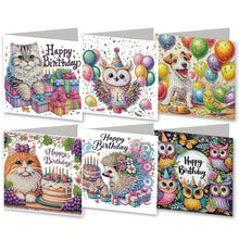 Load image into Gallery viewer, 6pcs DIY Diamond Art Greeting Cards 5D Rhinestone Arts Greetings Birthday Card