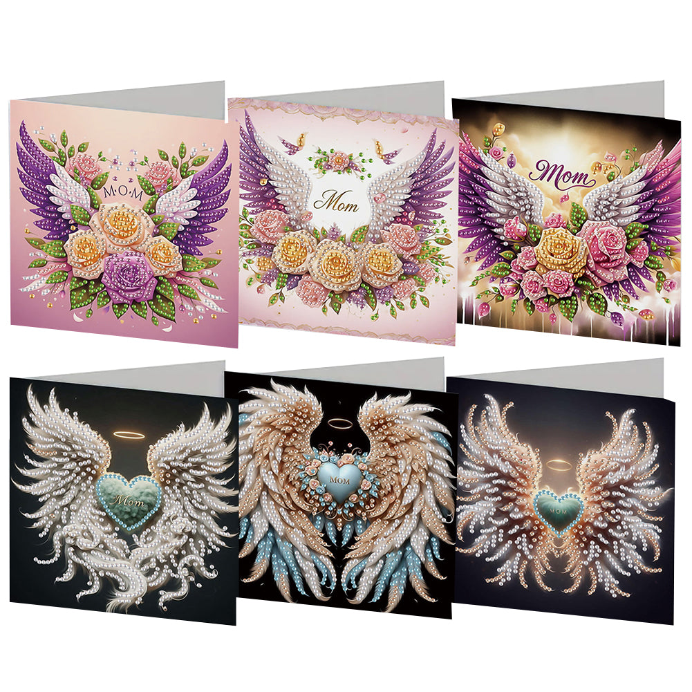 6Pcs 5D DIY Diamond Painting Greeting Card with Envelope Gift for Mothers Day