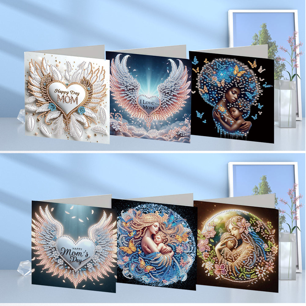 6Pcs 5D DIY Diamond Painting Greeting Card with Envelope Gift for Mothers Day