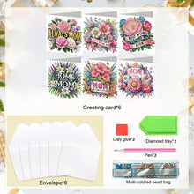 Load image into Gallery viewer, 6Pcs 5D DIY Diamond Painting Greeting Card with Envelope Gift for Mothers Day