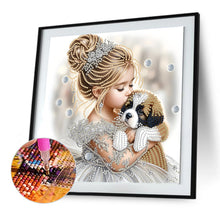 Load image into Gallery viewer, Diamond Painting - Partial Special Shaped - Girl Puppy (30*30CM)