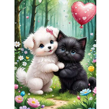 Load image into Gallery viewer, Diamond Painting - Full Round - White Dog And Black Cat (30*40CM)
