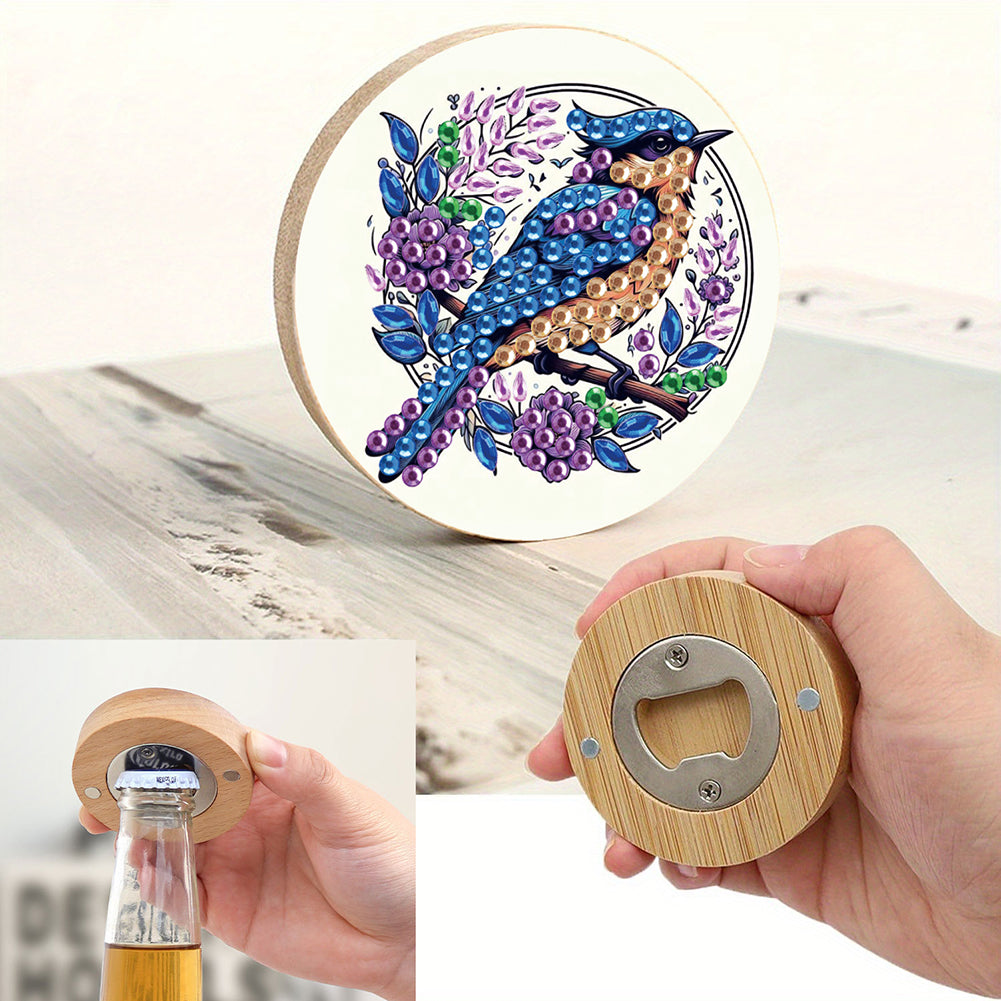 Wooden PET Animals 5D DIY Diamond Art Magnets Bottle Opener Crafts for Beginners