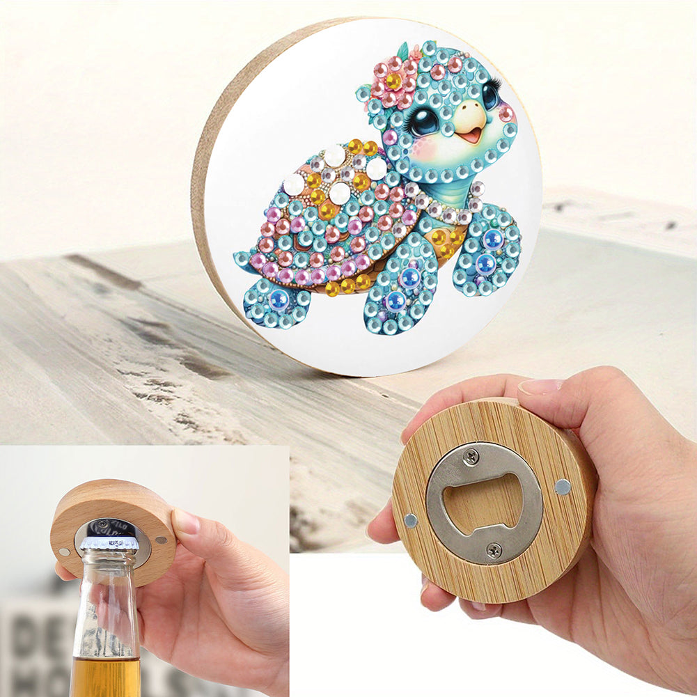 Wooden PET Animals 5D DIY Diamond Art Magnets Bottle Opener Crafts for Beginners
