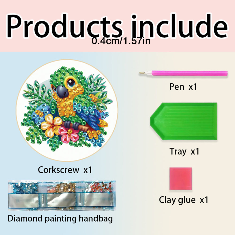 Wooden PET Animals 5D DIY Diamond Art Magnets Bottle Opener Crafts for Beginners