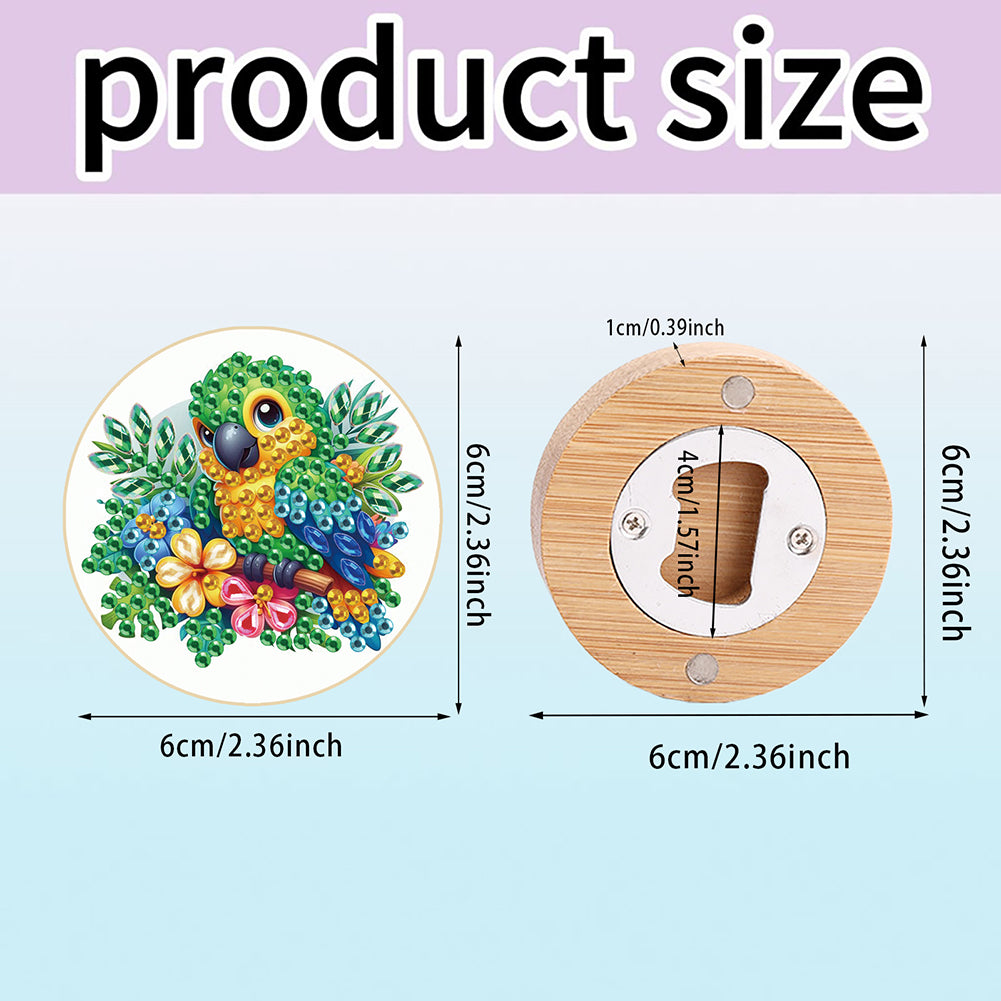 Wooden PET Animals 5D DIY Diamond Art Magnets Bottle Opener Crafts for Beginners