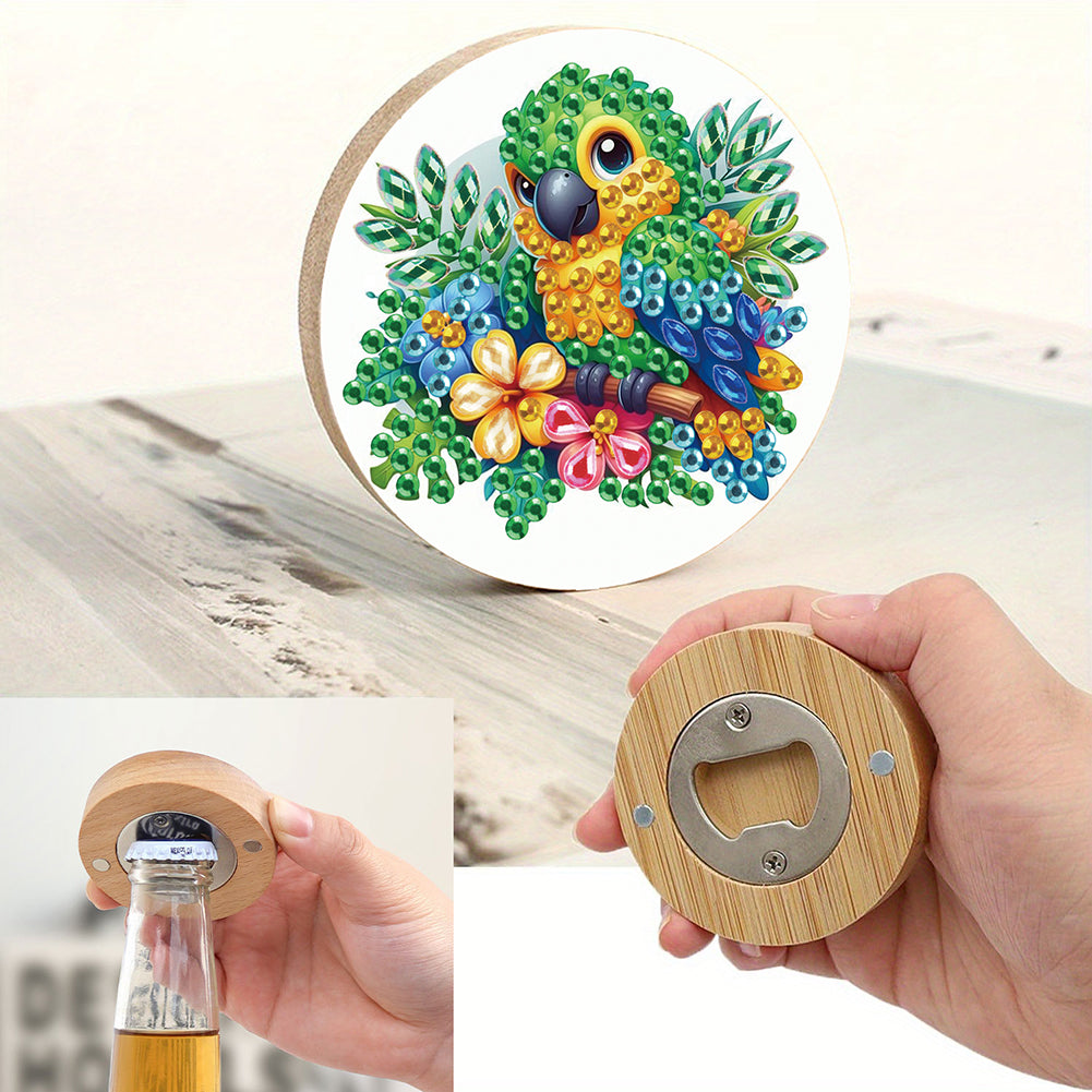 Wooden PET Animals 5D DIY Diamond Art Magnets Bottle Opener Crafts for Beginners
