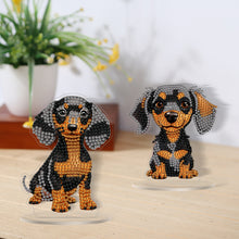 Load image into Gallery viewer, 2Pcs Acrylic Special Shaped Cute Dachshund Desktop Diamond Art Kits for Beginner