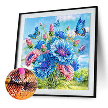 Load image into Gallery viewer, Diamond Painting - Partial Special Shaped - Butterfly Blue Flower (30*30CM)