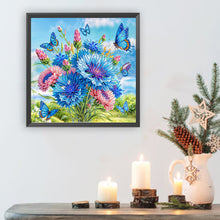 Load image into Gallery viewer, Diamond Painting - Partial Special Shaped - Butterfly Blue Flower (30*30CM)