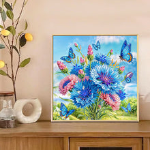 Load image into Gallery viewer, Diamond Painting - Partial Special Shaped - Butterfly Blue Flower (30*30CM)