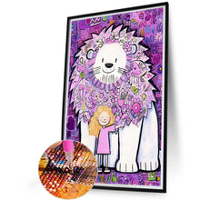 Load image into Gallery viewer, AB Diamond Painting - Full Round - Little Girl And Lion (40*60CM)