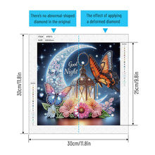 Load image into Gallery viewer, Diamond Painting - Partial Special Shaped - Crescent Moon Butterfly (30*30CM)