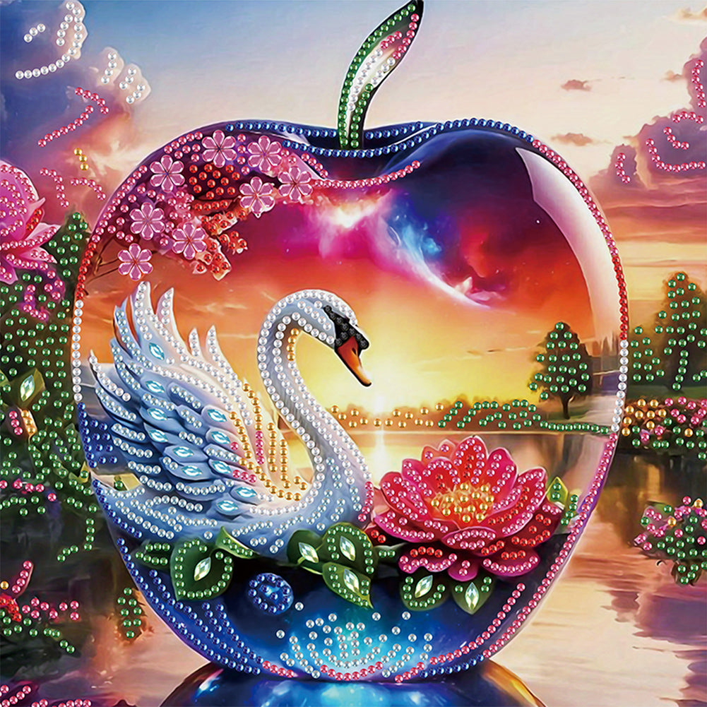 Diamond Painting - Partial Special Shaped - Crystal Ball Swan (30*30CM)