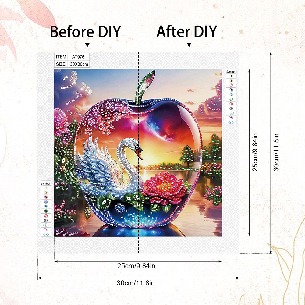 Diamond Painting - Partial Special Shaped - Crystal Ball Swan (30*30CM)