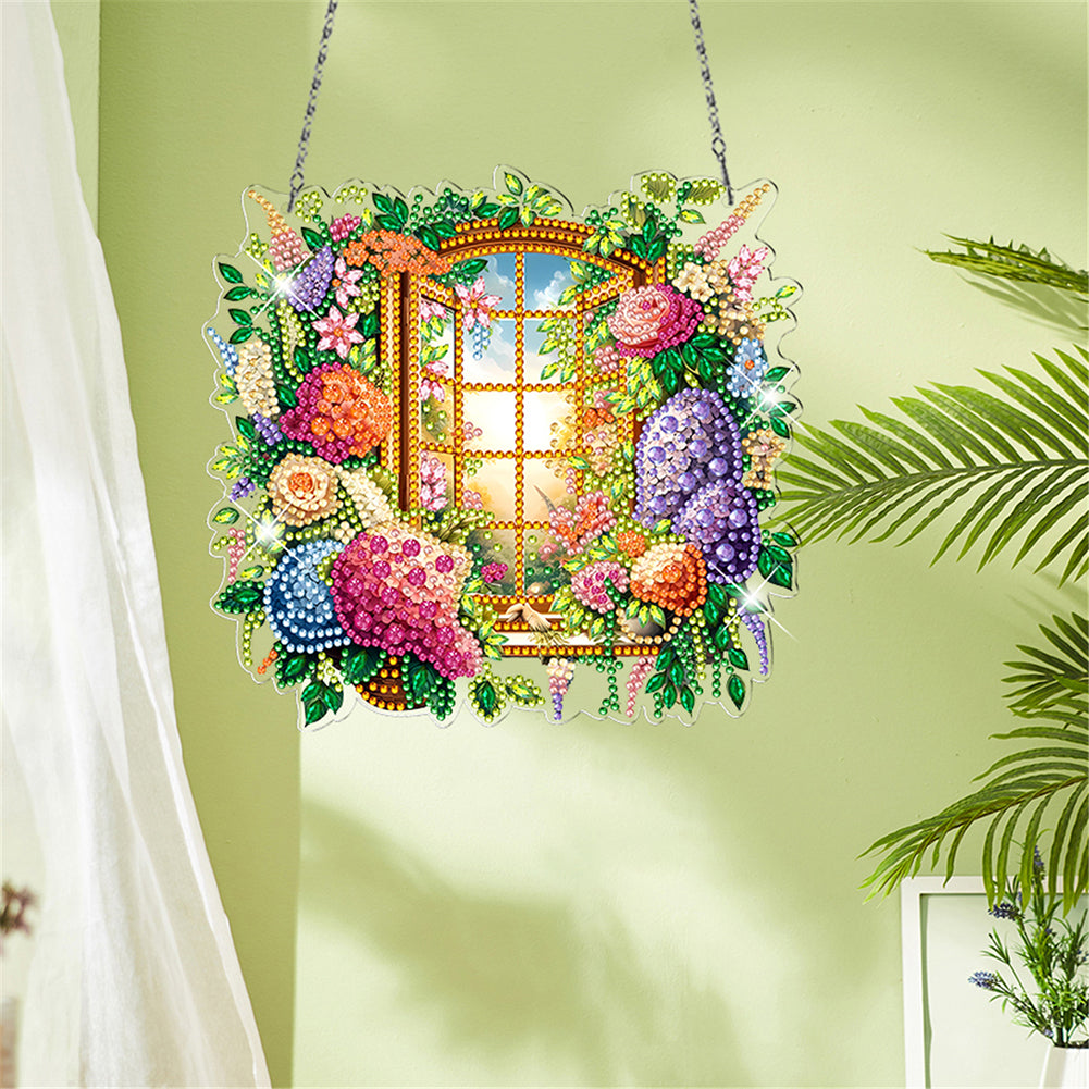 Acrylic Special Shape Village Diamond Painting Ornaments for Garden Window Decor