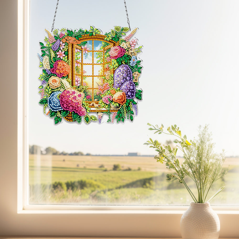 Acrylic Special Shape Village Diamond Painting Ornaments for Garden Window Decor