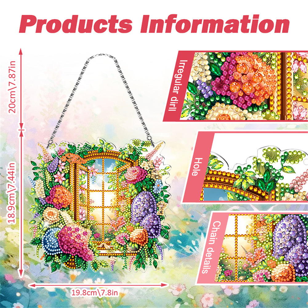 Acrylic Special Shape Village Diamond Painting Ornaments for Garden Window Decor