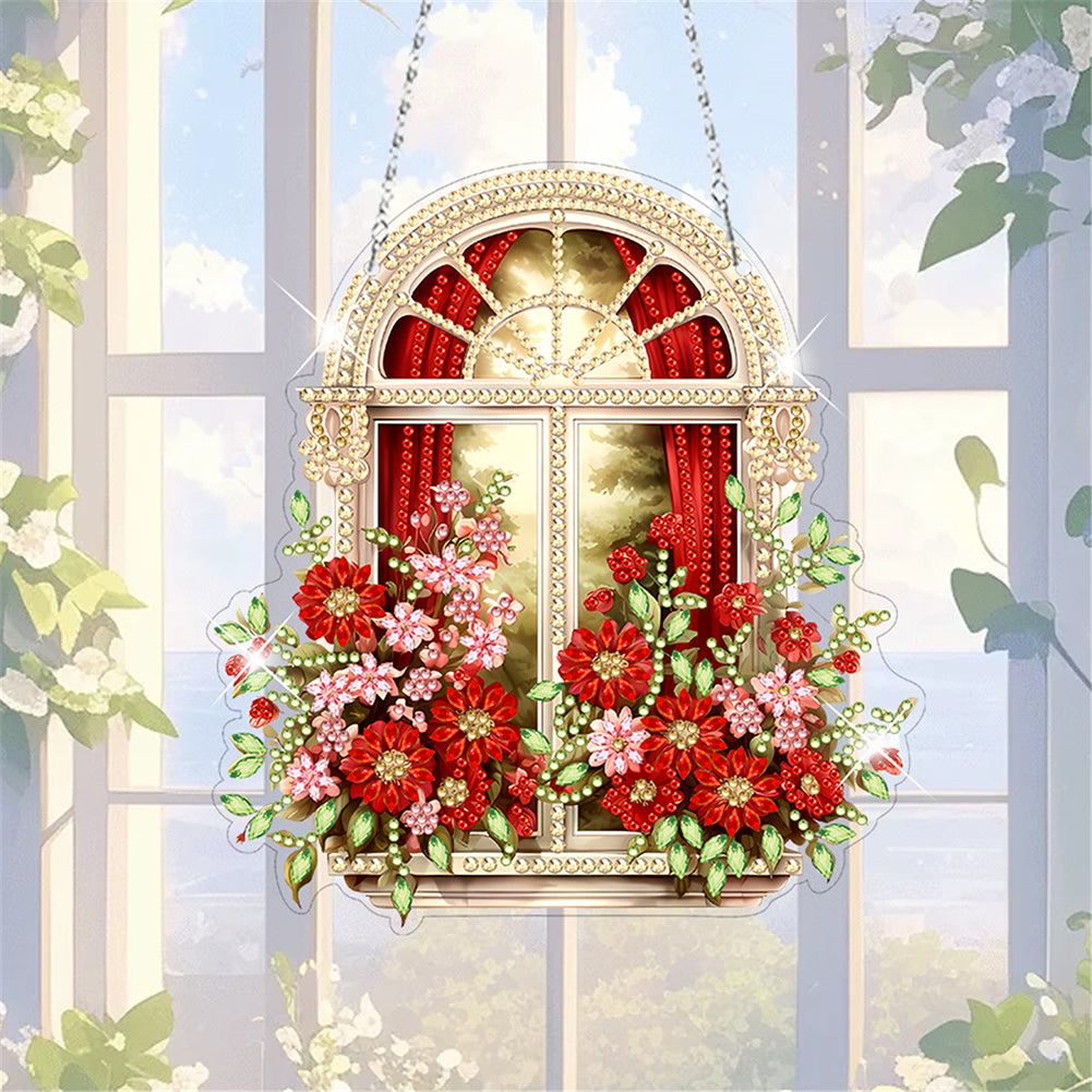 Acrylic Special Shape Village Diamond Painting Ornaments for Garden Window Decor