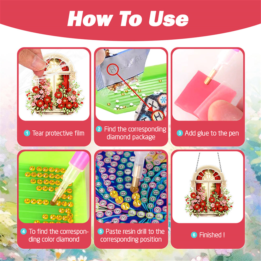 Acrylic Special Shape Village Diamond Painting Ornaments for Garden Window Decor