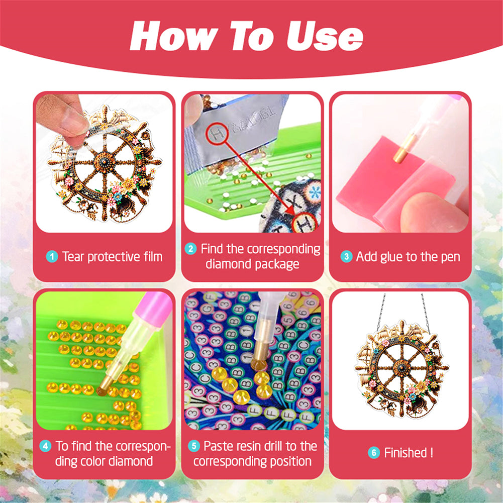 Acrylic Special Shape Village Diamond Painting Ornaments for Garden Window Decor