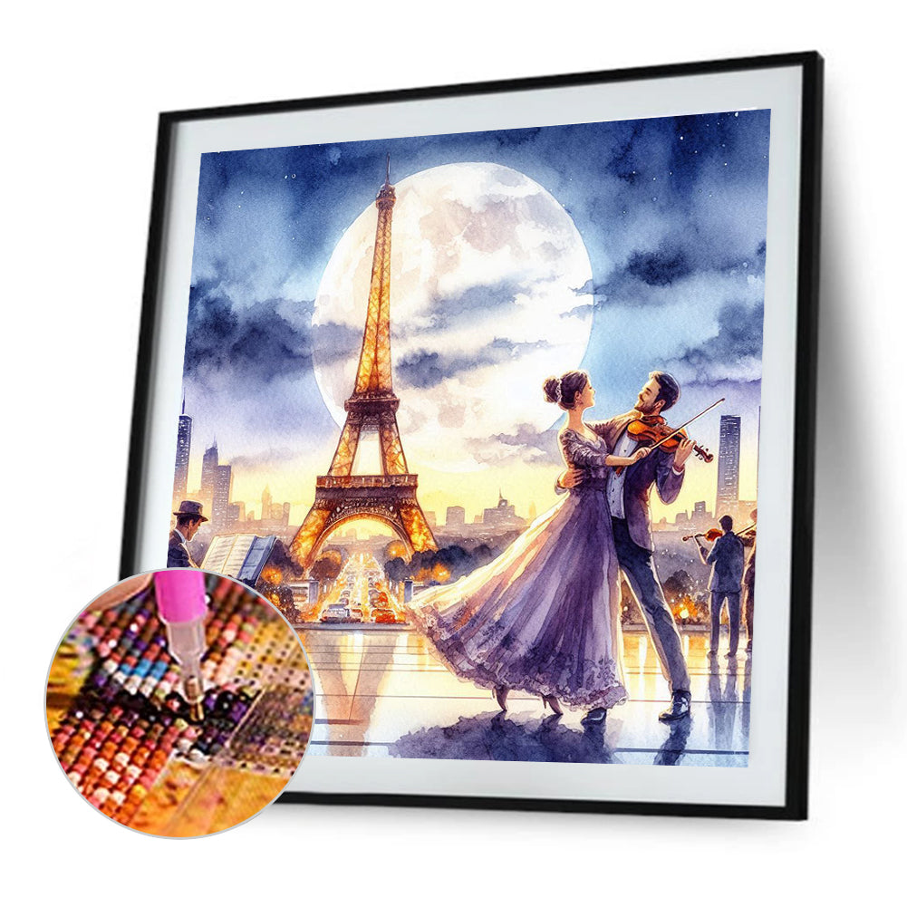 Diamond Painting - Full Round - Dancing Under The Eiffel Tower (40*40CM)