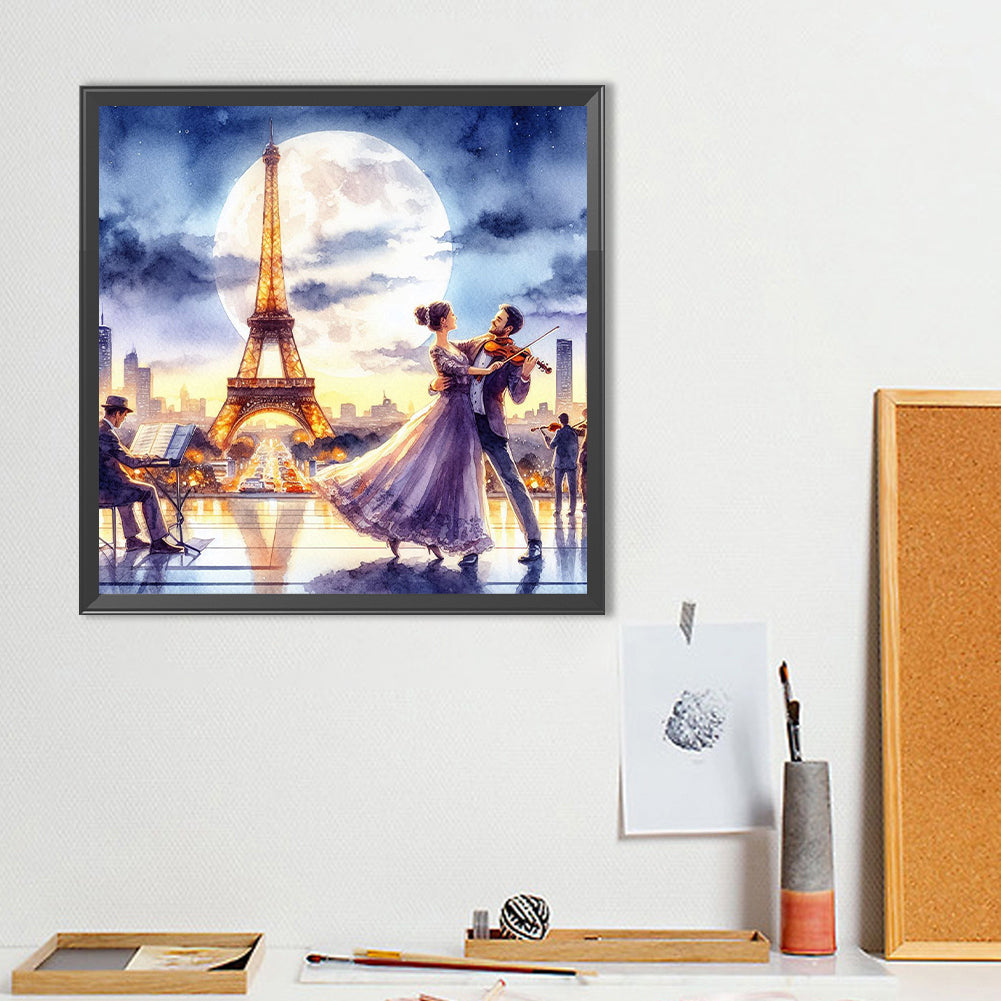 Diamond Painting - Full Round - Dancing Under The Eiffel Tower (40*40CM)