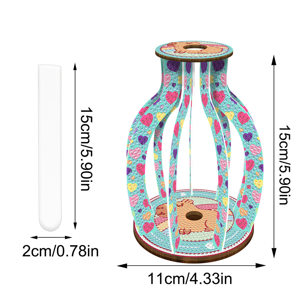 Wooden Beautiful Pattern Diamond Mosaic Rhinestones Vase 5D DIY Diamond Art Vase
