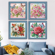 Load image into Gallery viewer, 4pcs Partial Special Diamond Painting Set - Flowers And Butterflies (30*30CM)