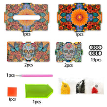 Load image into Gallery viewer, Wooden Colorful Pattern 5D Diamond Painting Tissue Holder Diamond Art Tissue Box