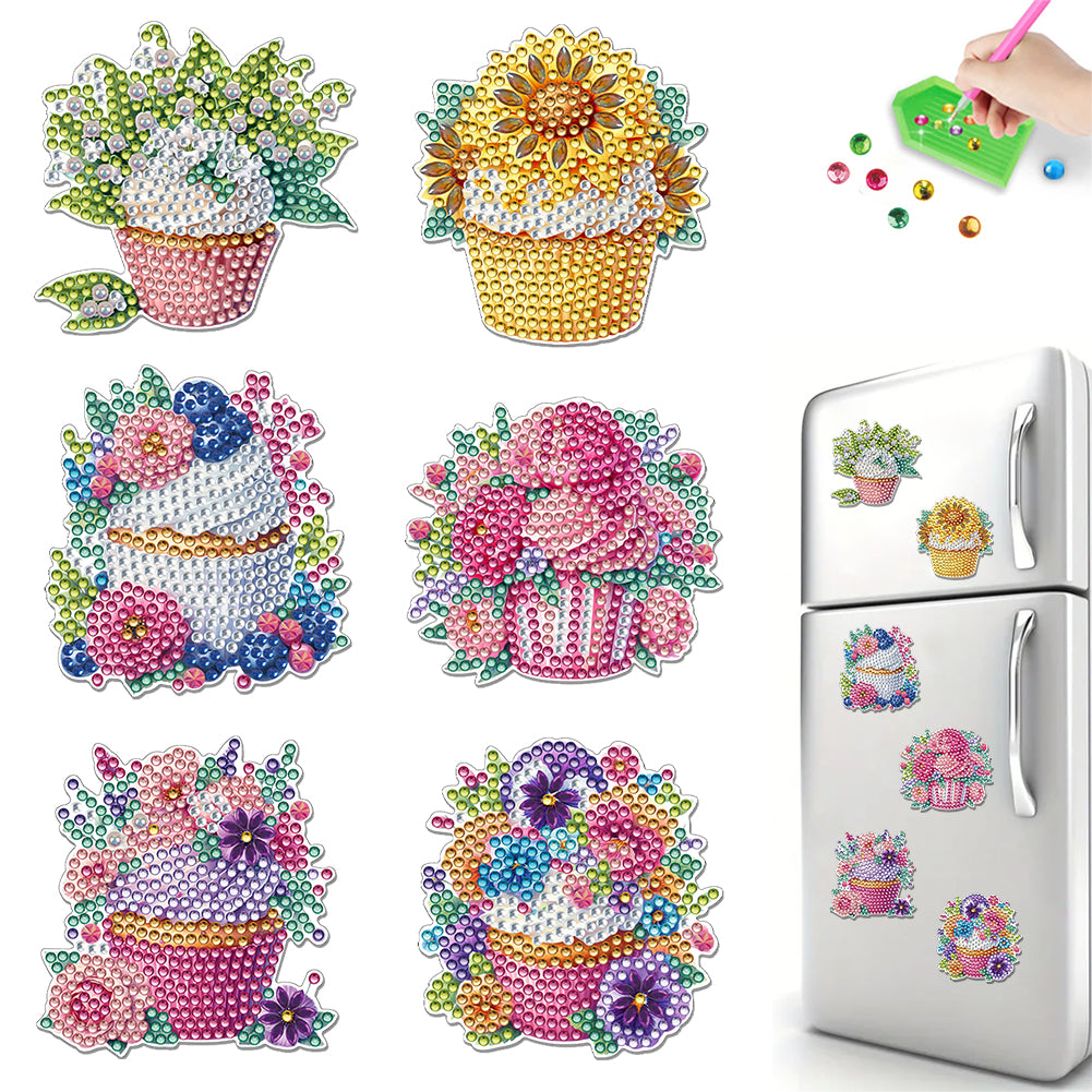 6Pcs Diamond Painting Refrigerator Magnets Diamond Art Kits for Adults Beginners