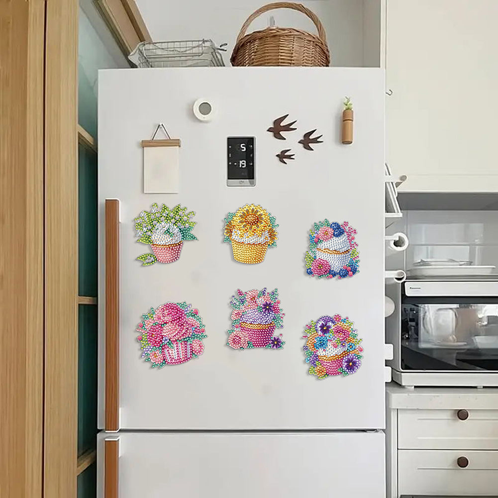 6Pcs Diamond Painting Refrigerator Magnets Diamond Art Kits for Adults Beginners