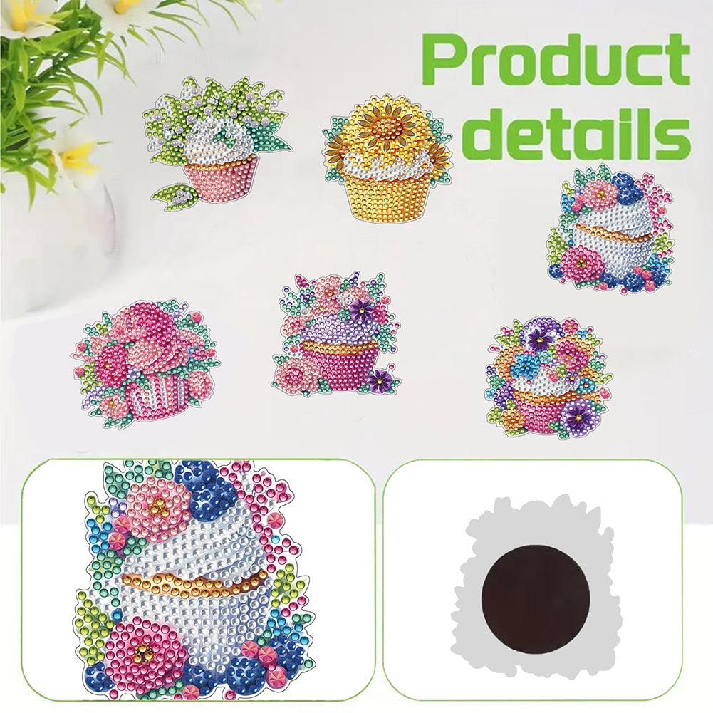 6Pcs Diamond Painting Refrigerator Magnets Diamond Art Kits for Adults Beginners