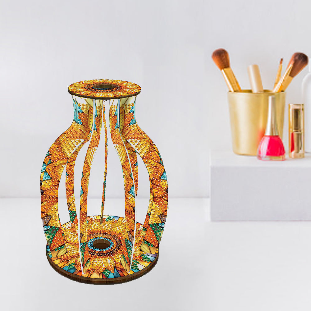 Acrylic Wood Animal Flower Diamond Painting Flower Vase for Home Office Decor