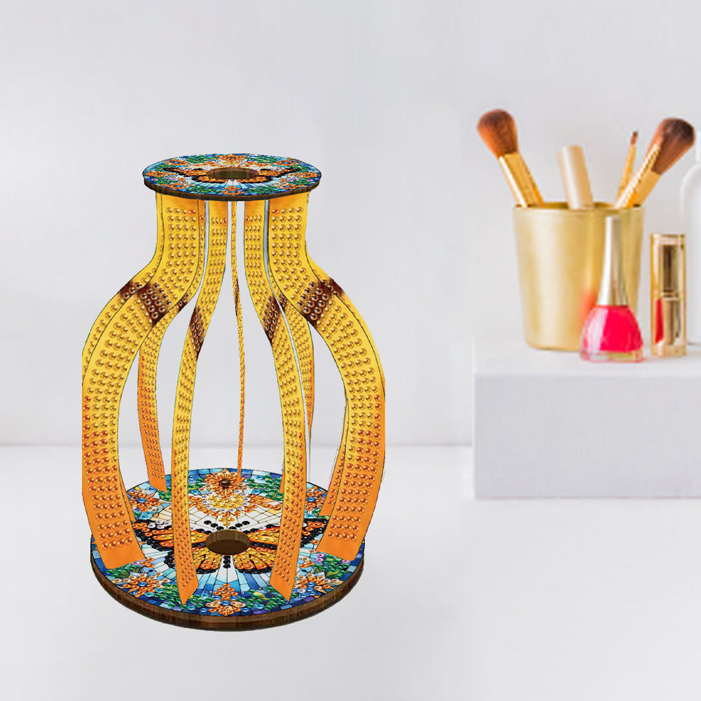 Acrylic Wood Animal Flower Diamond Painting Flower Vase for Home Office Decor