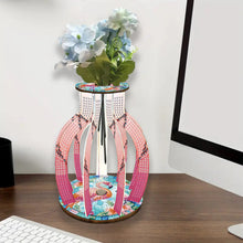 Load image into Gallery viewer, Acrylic Wood Animal Flower Diamond Painting Flower Vase for Home Office Decor