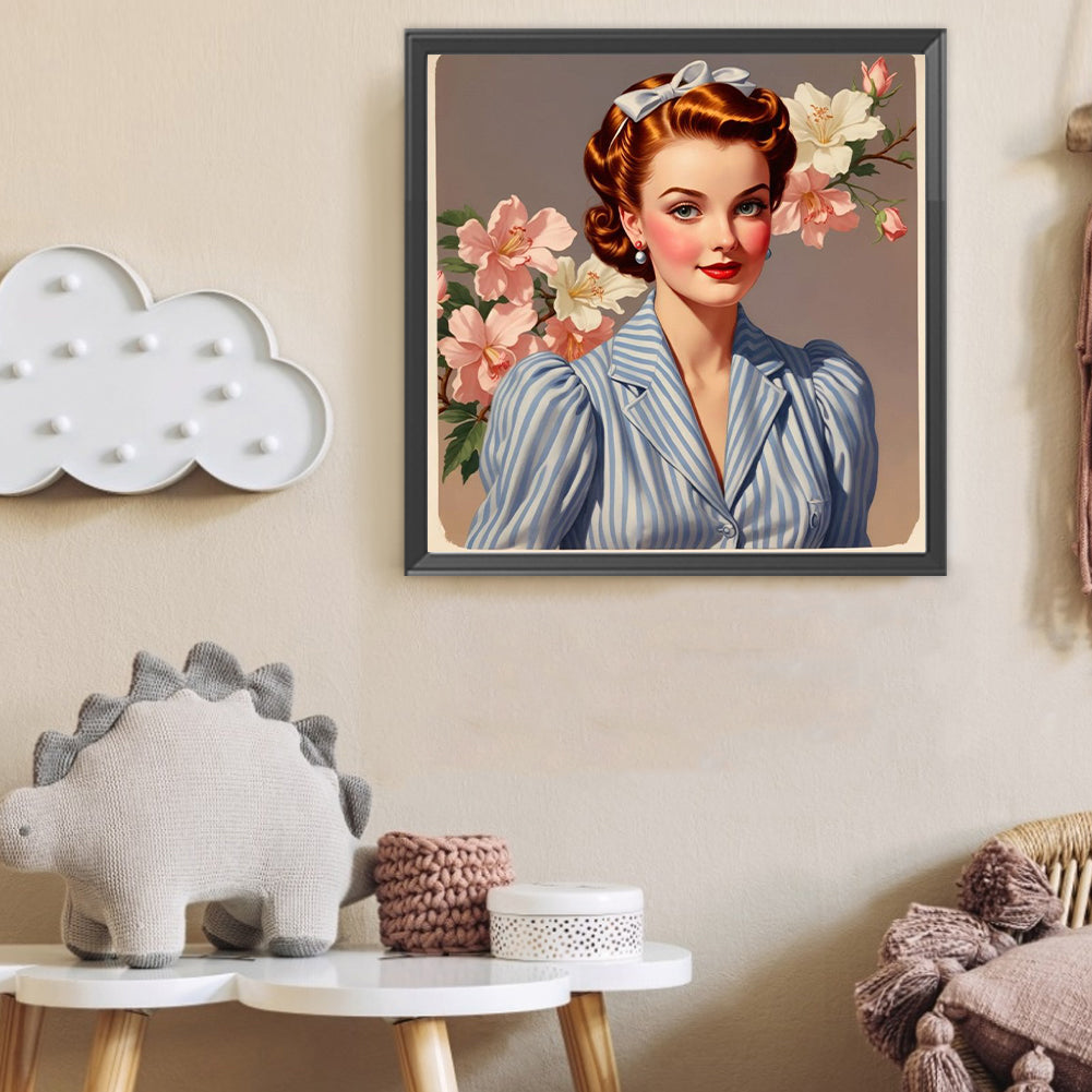 Diamond Painting - Full Round - Vintage Girl (40*40CM)