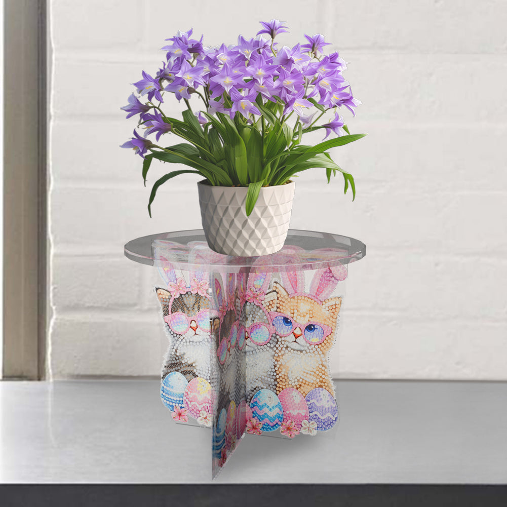 Acrylic Butterfly Round Flower Pot Riser Potted Plant Holder Rack for Home Decor