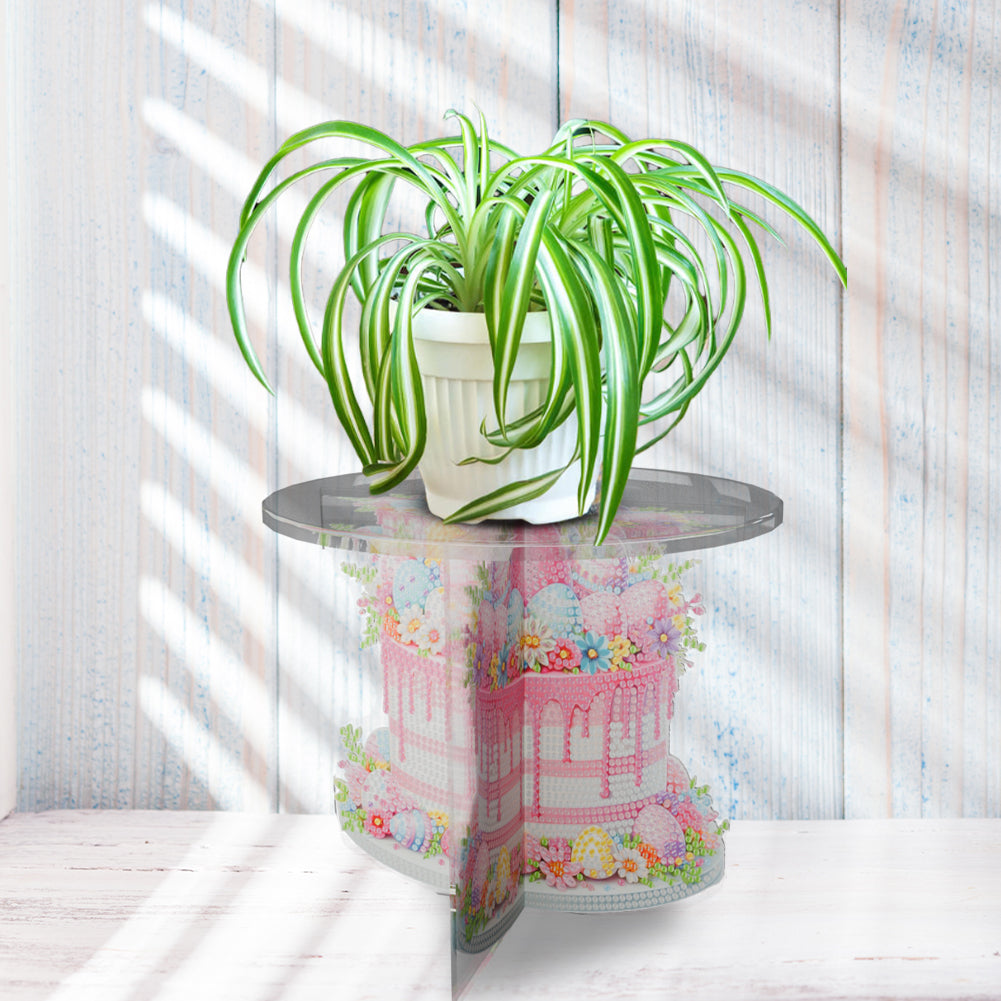 Acrylic Butterfly Round Flower Pot Riser Potted Plant Holder Rack for Home Decor