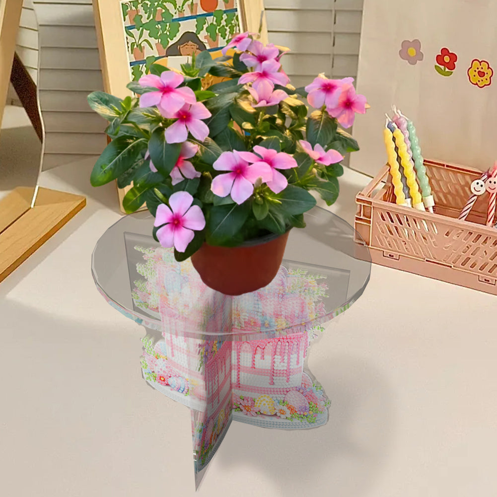 Acrylic Butterfly Round Flower Pot Riser Potted Plant Holder Rack for Home Decor