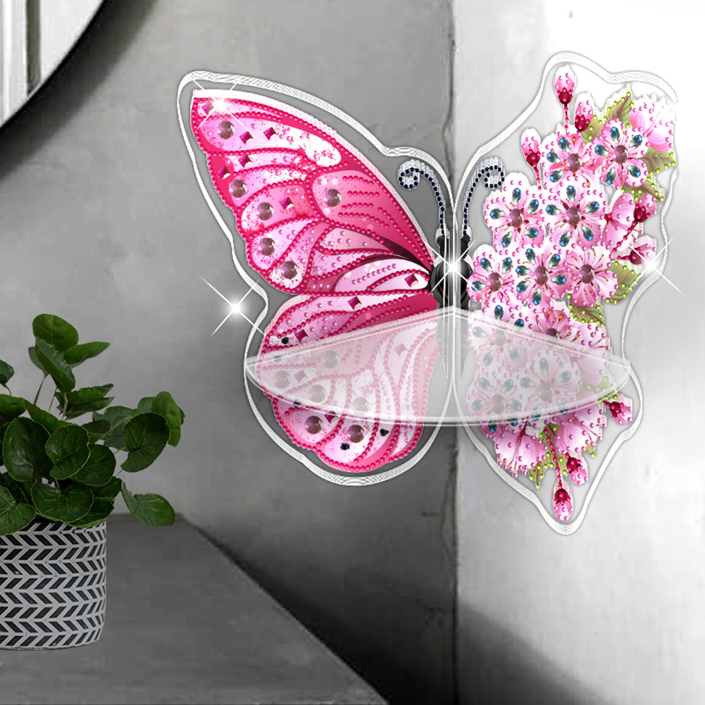Butterfly Acrylic Diamond Painting Corner Shelf Storage Rack for Room Decoration