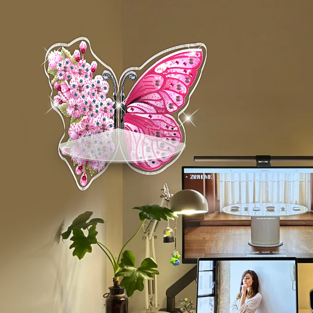 Butterfly Acrylic Diamond Painting Corner Shelf Storage Rack for Room Decoration